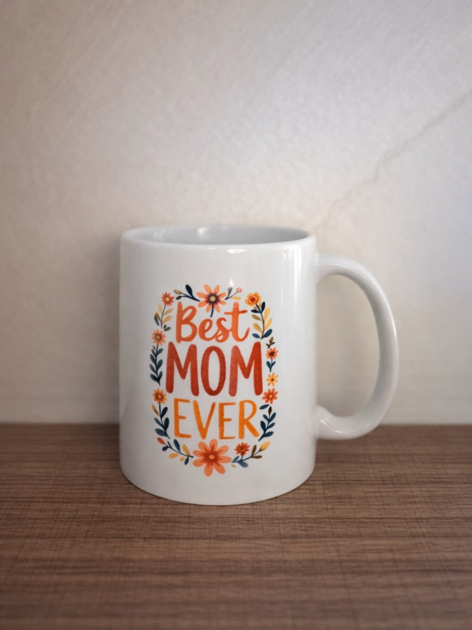 Best Mom Ever Floral Wreath Mug