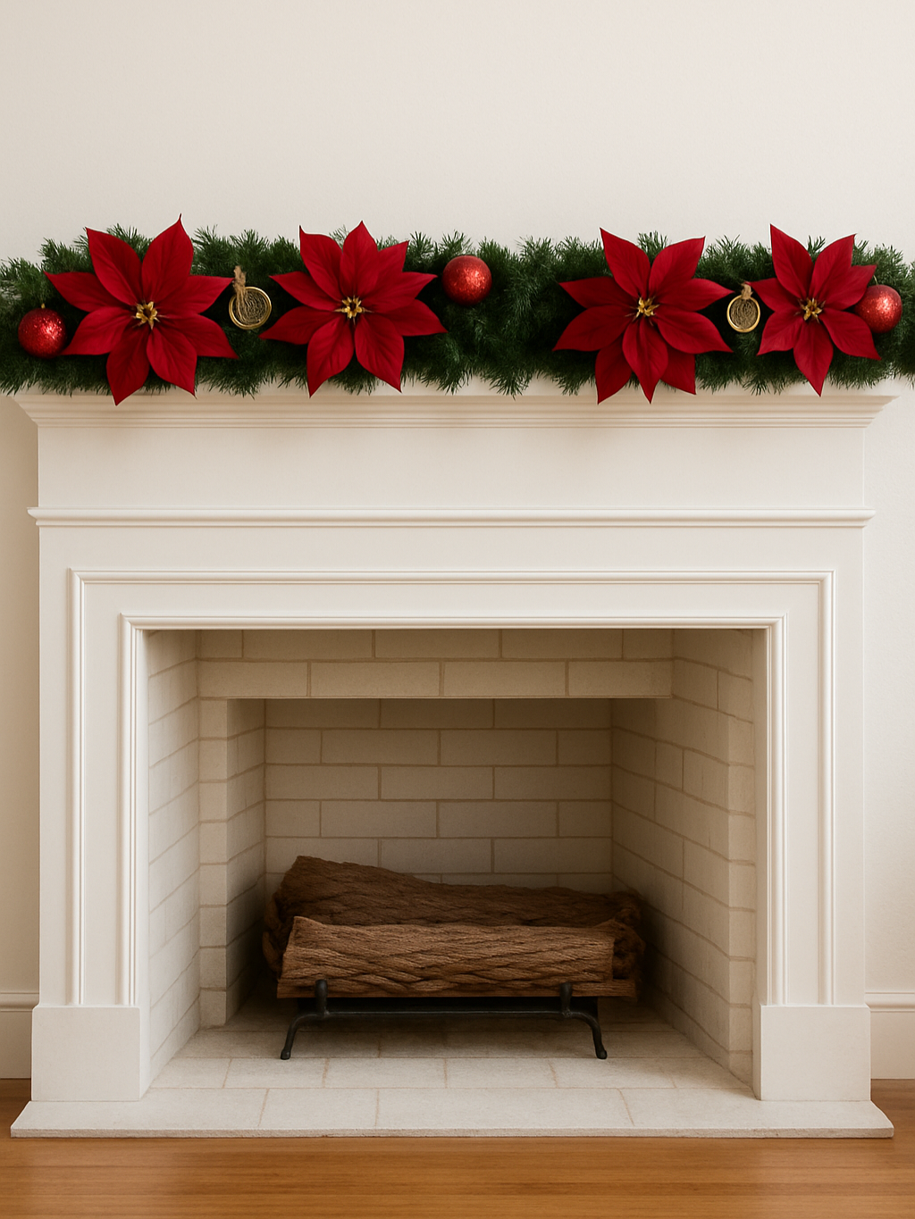 Classic 1.5m Christmas Garland with Red or Gold Poinsettias