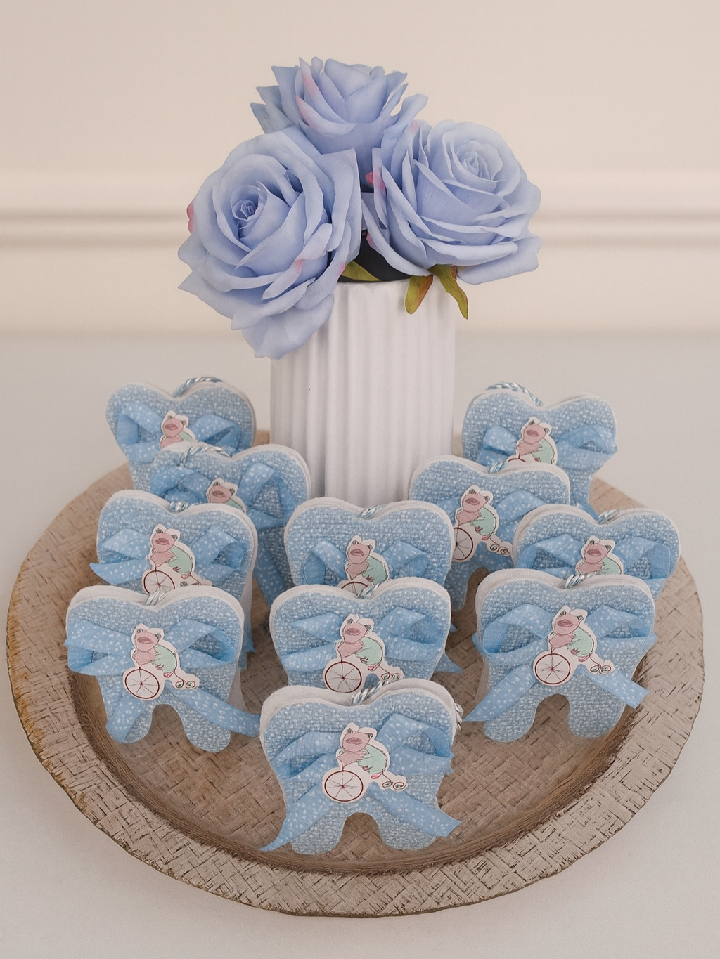 Adorable Blue Tooth-Shaped Baby Boy Favor Tray