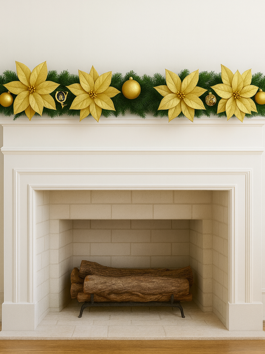 Classic 1.5m Christmas Garland with Red or Gold Poinsettias